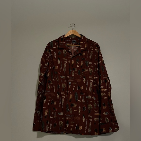 Todd Snyder Liberty Camp Collar Long Sleeve Shirt in Feather Print - Picture 6 of 9